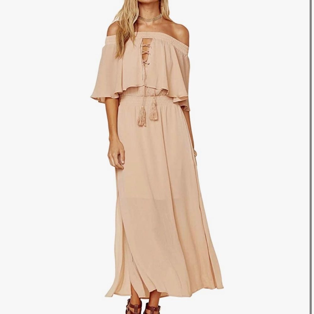 NWT NEVER BEEN WORN Somedays Lovin Women's Touch The Sun Off Shoulder Midi Dress